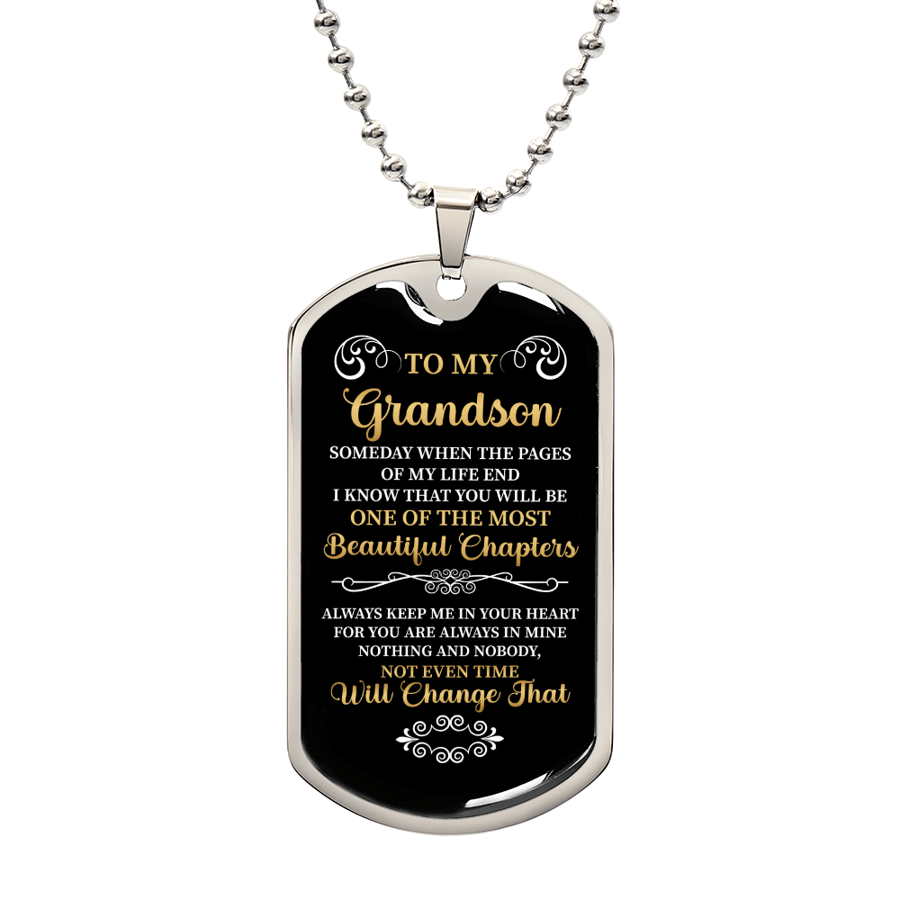 To my Grandson - Luxury Graphic Dog Tag Necklace - Beauty Belliss